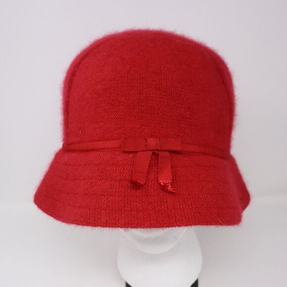 GAP Red Rabbit Hair Olefin Wool Nylon Blend Knit Hat Women size M/L - Picture 1 of 4